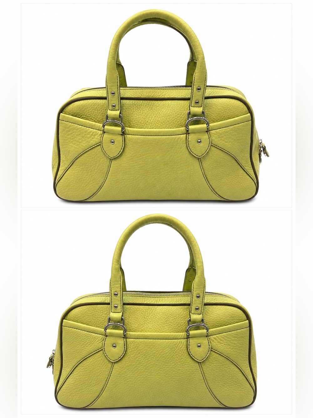 COLE HAAN Village Pebbled Leather Bowler Satchel Shoulder Bag | Pistachio Green - Picture 3 of 12